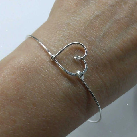 Wire Wrapped Heart Bangle in Sterling Silver Alexa Martha Designs  Bracelet