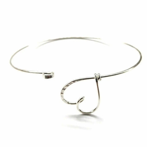 Wire Wrapped Heart Bangle in Sterling Silver Alexa Martha Designs  Bracelet