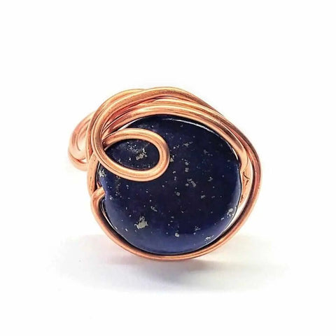 Wire Wrapped Lapis Lazuli Copper Ring Alexa Martha Designs  Ring
