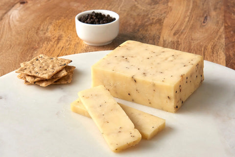 Wisconsin Peppercorn Cheddar Cheese 6-10oz – Aged White Cheddar with Black Peppercorns | Handcrafted in USA Keystone Cheese  Cheese