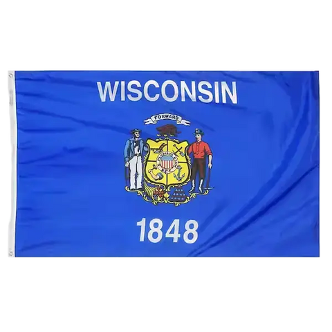 Wisconsin State Flag - 100% Made in USA Freedom Flag and Pole 