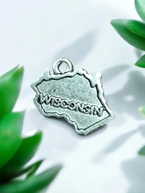 Wisconsin State Pewter Charm | Travel Jewelry Accessory Michelle Marie Boutique  Charms and Pendants