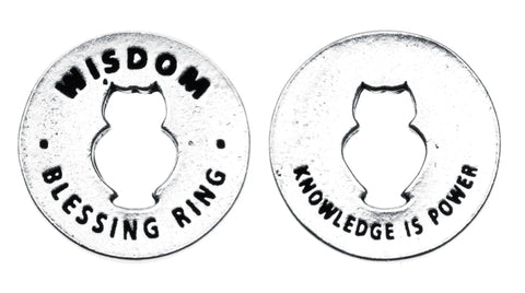 Wisdom Blessing Ring Charm – Recycled Pewter Inspirational Token with Owl Design | Handcrafted in USA Whitney Howard Designs  Blessing Ring