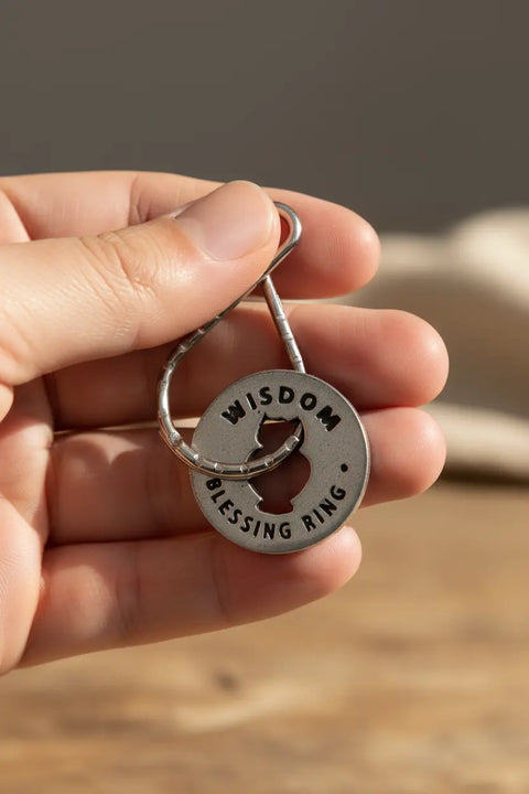 Wisdom Blessing Ring Charm – Recycled Pewter Inspirational Token with Owl Design | Handcrafted in USA Whitney Howard Designs  Blessing Ring