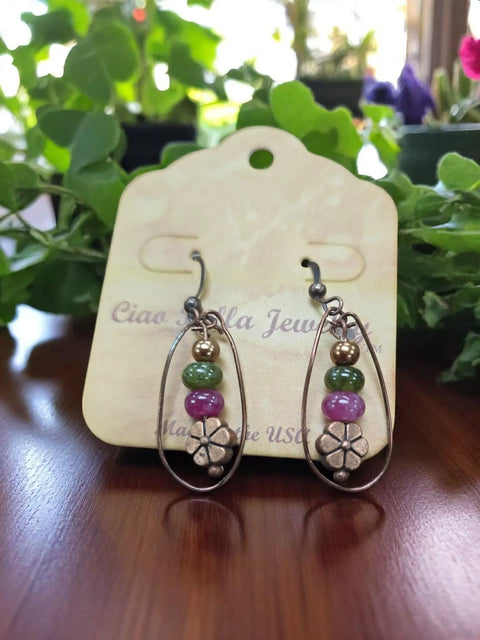 Women's Bohemian Copper Teardrop Petal Drop Earrings Michelle Marie Boutique  Earrings