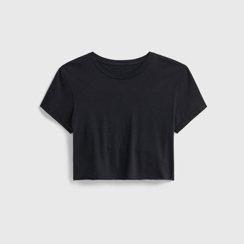 Women’s Cropped Rocker T-Shirt Cotton Vintage Style – Made in Los Angeles USA US Standard Apparel  SS SIDE SEAM TEE