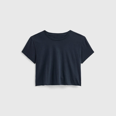 Women’s Cropped Rocker T-Shirt Cotton Vintage Style – Made in Los Angeles USA US Standard Apparel  SS SIDE SEAM TEE