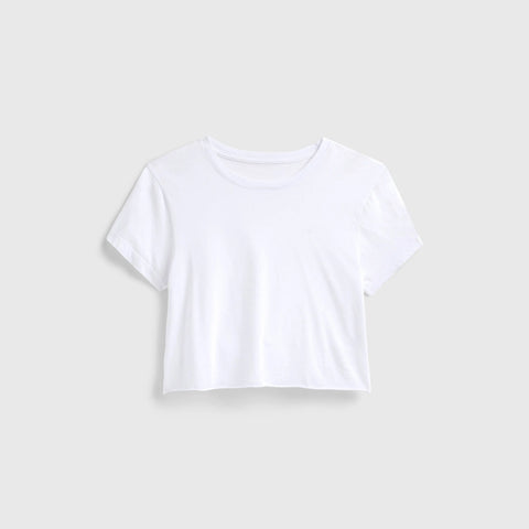 Women’s Cropped Rocker T-Shirt Cotton Vintage Style – Made in Los Angeles USA US Standard Apparel  SS SIDE SEAM TEE