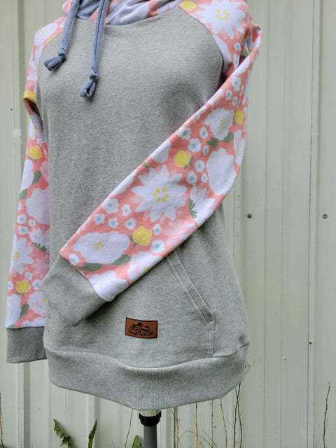 Women's Floral Sleeve Hoodie 95% Cotton Spandex French Terry – Lightweight Activewear Sweatshirt | Made in USA Adventure Clothes Company  Womens