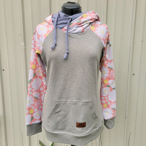 Women's Floral Sleeve Hoodie 95% Cotton Spandex French Terry – Lightweight Activewear Sweatshirt | Made in USA Adventure Clothes Company  Womens