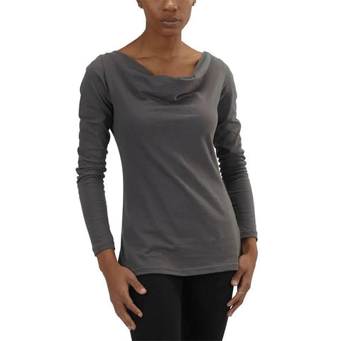 Women’s Long Sleeve Cowl Neck Top – Organic Cotton Jersey | Made in USA Spiritex | Sustainable Apparel  Women's Tops