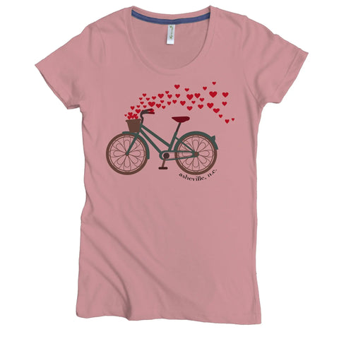 Women’s Organic Cotton Bicycle Heart Graphic Tee – Lightweight Jersey | Made in USA Spiritex | Sustainable Apparel  Women's Graphic Tees