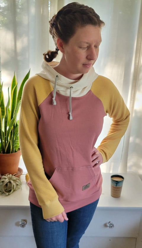 Women’s Organic Cotton Colorblock Hoodie – Soft Stretch Fabric – Activewear Pullover | Made in USA Adventure Clothes Company  Womens