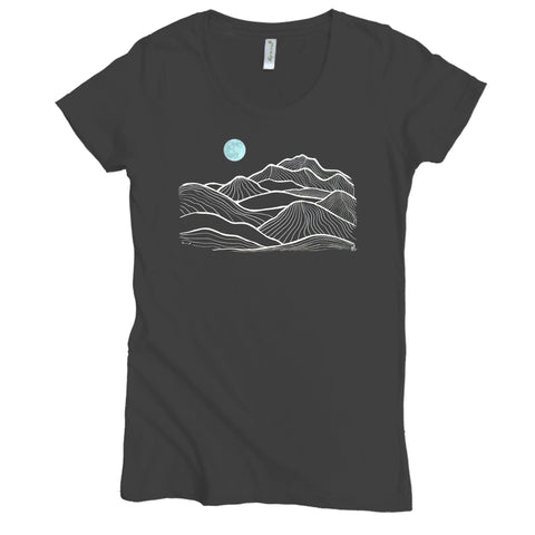 Women's Organic Cotton Mountain Graphic Tee – Fitted Waist Casual Top | Made in USA Spiritex | Sustainable Apparel  Women's Graphic Tees