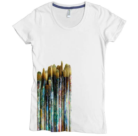 Women’s Organic Cotton Paintbrush Graphic Tee – Fitted Style | Made in USA Spiritex | Sustainable Apparel  Women's Graphic Tees