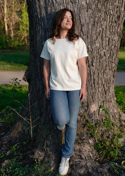 Women’s Organic Cotton Scoop Neck T-Shirt – Breathable Natural Fabric | Made in USA – Eco Apparel Rowe Naturals  Organic Cotton Clothing
