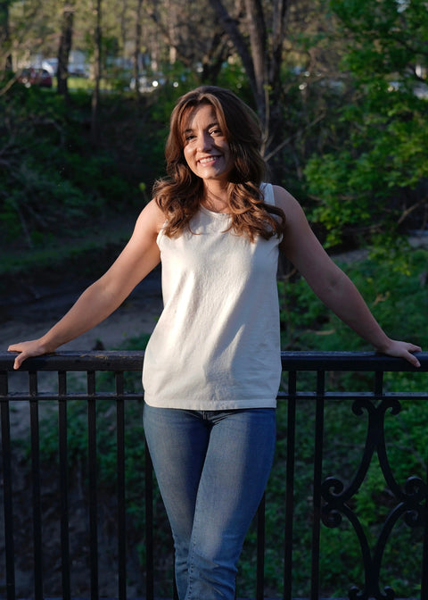 Women's Organic Cotton Tank Top – Sustainable Fitted Rib Trim Shirt | Made in USA Rowe Naturals  Organic Cotton Clothing
