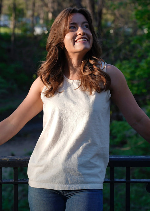 Women's Organic Cotton Tank Top – Sustainable Fitted Rib Trim Shirt | Made in USA Rowe Naturals  Organic Cotton Clothing