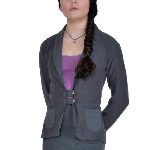 Women’s Organic Cotton Terry Blazer Jacket – Lightweight Tab Closure | Made in USA Spiritex | Sustainable Apparel  Women's Jackets & Vests