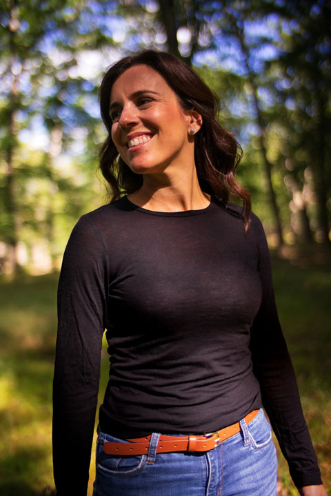 Women's Organic Merino Wool Jewel Neck Sweater – Manufactured in USA Ramblers Way  Womens Tops