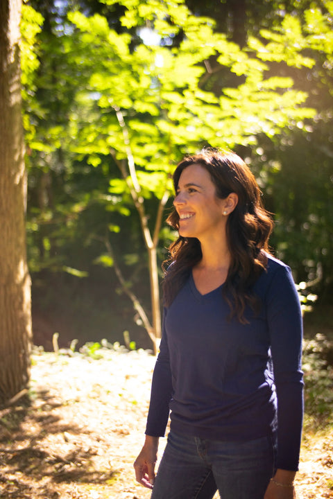 Women's Organic Merino Wool V-Neck Long Sleeve Shirt – Soft Breathable Layer | Manufactured in USA Ramblers Way  Womens Tops