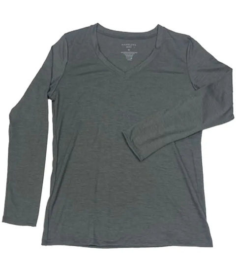 Women's Organic Merino Wool V-Neck Long Sleeve Shirt – Soft Breathable Layer | Manufactured in USA Ramblers Way  Womens Tops