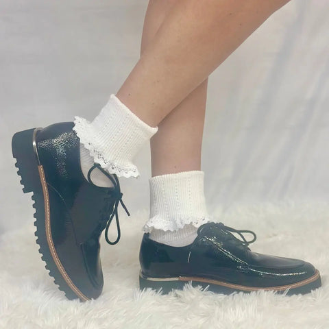 Women’s White Lace Trim Ankle Socks – Breathable Cotton Comfort | Made in USA Catherine Cole  socks