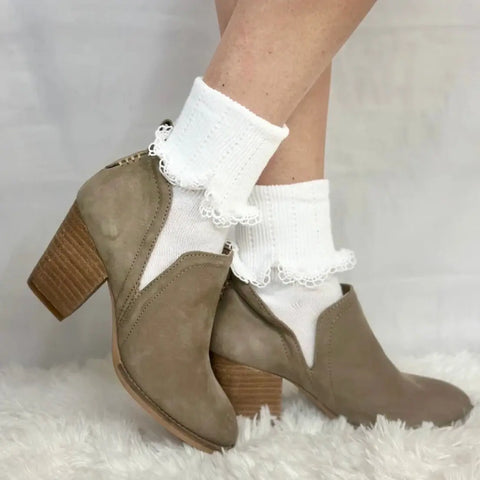 Women’s White Lace Trim Ankle Socks – Soft Breathable Cotton | Made in USA Catherine Cole  socks