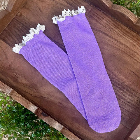 Women’s White Lace Trim Tube Ankle Socks – Soft Cotton Blend Stretch Fit | Made in USA North Carolina Catherine Cole  socks
