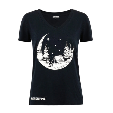 Womens Sustainable Hemp Blend V-Neck Shirt – Patriotic Blue – Made in USA Fireside Pine  Women's Shirt