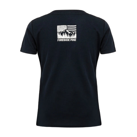 Womens Sustainable Hemp Blend V-Neck Shirt – Patriotic Blue – Made in USA Fireside Pine  Women's Shirt