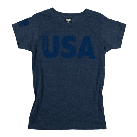 Women's Heather Denim TriBlend T-Shirt – Patriotic USA Graphic Tee | Made in USA Proudly USA  T-shirt