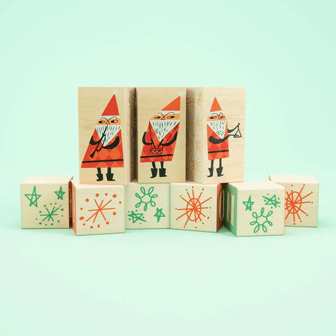 Wooden Christmas Blocks Set – 3.5 Inch Musician Santa & Ho Ho Ho Alphabet Toys | Made in USA Uncle Goose  Sentiments