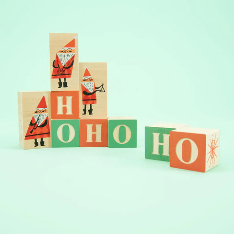 Wooden Christmas Blocks Set – 3.5 Inch Musician Santa & Ho Ho Ho Alphabet Toys | Made in USA Uncle Goose  Sentiments