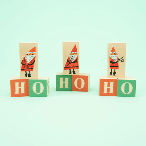 Wooden Christmas Blocks Set – 3.5 Inch Musician Santa & Ho Ho Ho Alphabet Toys | Made in USA Uncle Goose  Sentiments
