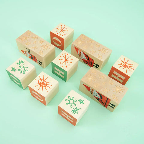 Wooden Christmas Blocks Set – 3.5 Inch Musician Santa & Ho Ho Ho Alphabet Toys | Made in USA Uncle Goose  Sentiments