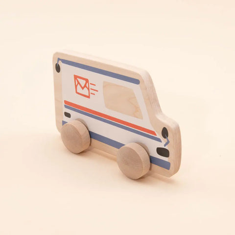 Wooden Mail Truck Push Toy – 4.5 Inch Handmade Play Vehicle for Kids Age 3+ | Uncle Goose Made in USA Uncle Goose  Rollers