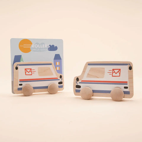 Wooden Mail Truck Push Toy – 4.5 Inch Handmade Play Vehicle for Kids Age 3+ | Uncle Goose Made in USA Uncle Goose  Rollers