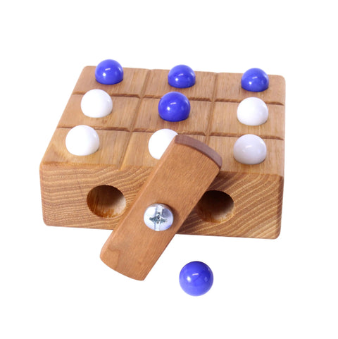 Wooden Marble Tic Tac Toe Game – 4 Inch Hardwood Board with Storage | Made in USA by Amish Artisans Amish Toy Box  Wooden Toys