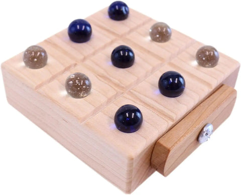 Wooden Marble Tic Tac Toe Game – 4 Inch Hardwood Board with Storage | Made in USA by Amish Artisans Amish Toy Box  Wooden Toys