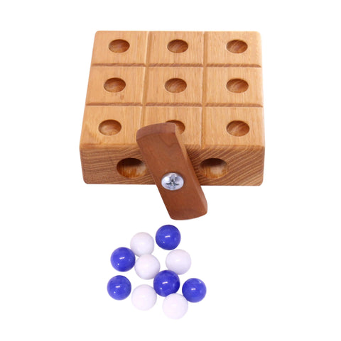 Wooden Marble Tic Tac Toe Game – 4 Inch Hardwood Board with Storage | Made in USA by Amish Artisans Amish Toy Box  Wooden Toys