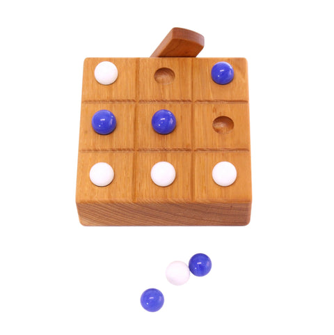 Wooden Marble Tic Tac Toe Game – 4 Inch Hardwood Board with Storage | Made in USA by Amish Artisans Amish Toy Box  Wooden Toys