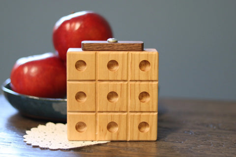 Wooden Marble Tic Tac Toe Game – 4 Inch Hardwood Board with Storage | Made in USA by Amish Artisans Amish Toy Box  Wooden Toys