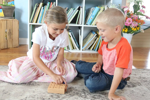 Wooden Marble Tic Tac Toe Game – 4 Inch Hardwood Board with Storage | Made in USA by Amish Artisans Amish Toy Box  Wooden Toys
