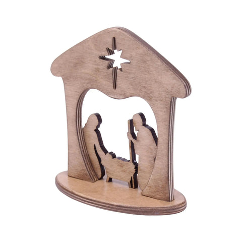 Wooden Nativity Scene 6 Inch – Amish Family Manger Decor | Made in USA Rustic Finish Amish Toy Box  Christmas