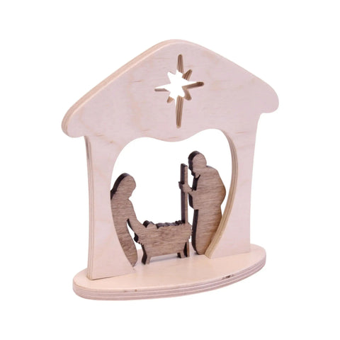 Wooden Nativity Scene 6 Inch – Amish Family Manger Decor | Made in USA Rustic Finish Amish Toy Box  Christmas