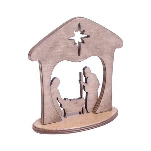Wooden Nativity Scene 6 Inch – Amish Family Manger Decor | Made in USA Rustic Finish Amish Toy Box  Christmas