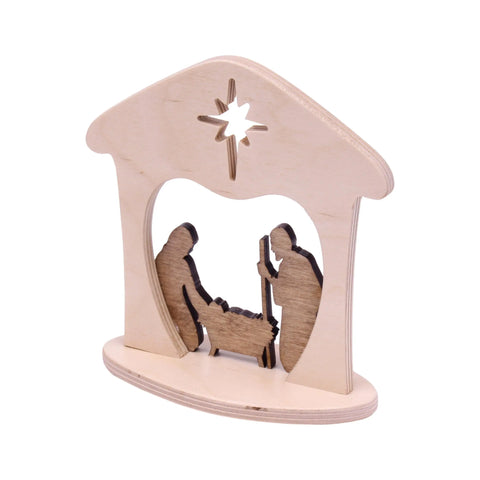 Wooden Nativity Scene 6 Inch – Amish Family Manger Decor | Made in USA Rustic Finish Amish Toy Box  Christmas