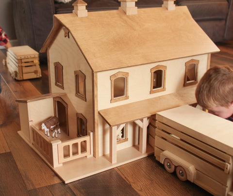Wooden Pennsylvania Bank Barn Toy – Two-Story Heirloom Playhouse | Handcrafted in USA Amish Toy Box  Toy