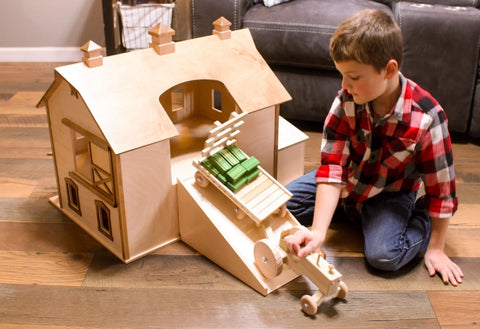 Wooden Pennsylvania Bank Barn Toy – Two-Story Heirloom Playhouse | Handcrafted in USA Amish Toy Box  Toy